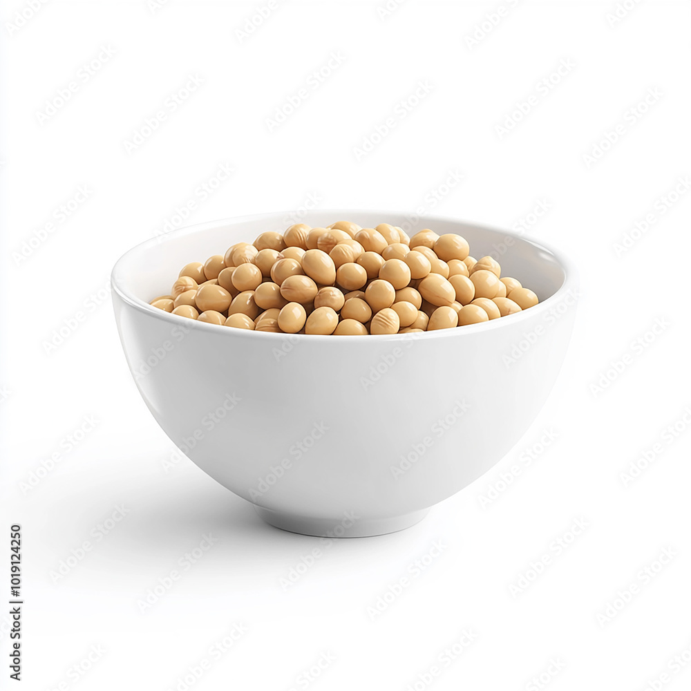 Fresh Soybean in a White Bowl on Solid White Background Fresh Soybean in a White Bowl on Solid White Background