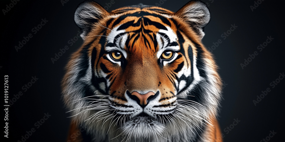 Fototapeta premium Tiger on black banner