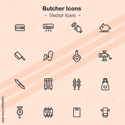 Icons representing additional aspects of butchery and meat processing.