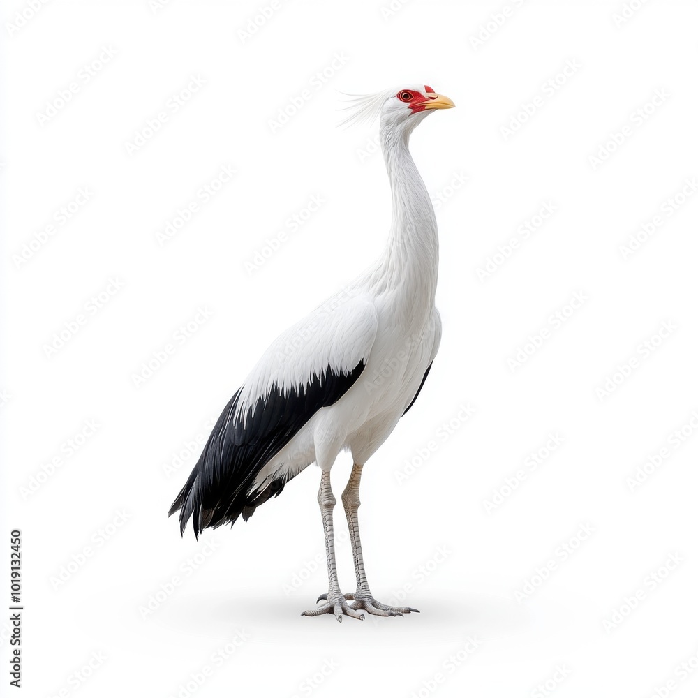 Elegant Secretarybird on Pure White Background Elegant Secretarybird on Pure White Background