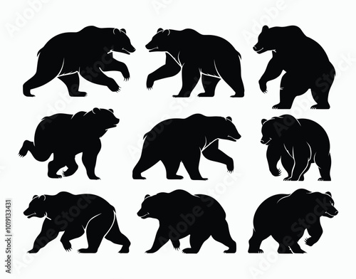 Black Bear Illustrations Collection of Strength in Vector EPS Template