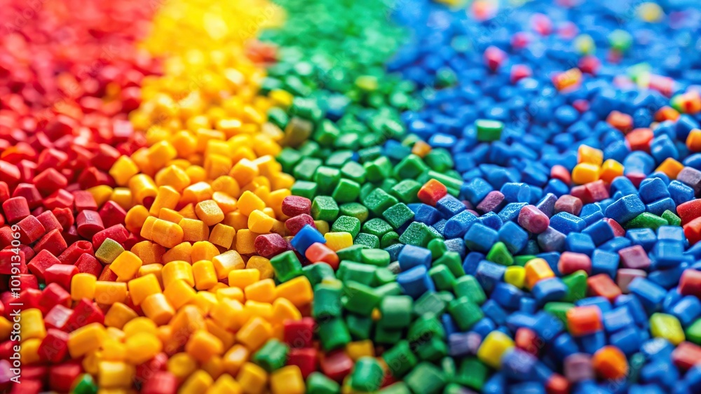 Abstract background from colored plastic granules macro shot, leading lines Abstract background from colored plastic granules macro shot, leading lines