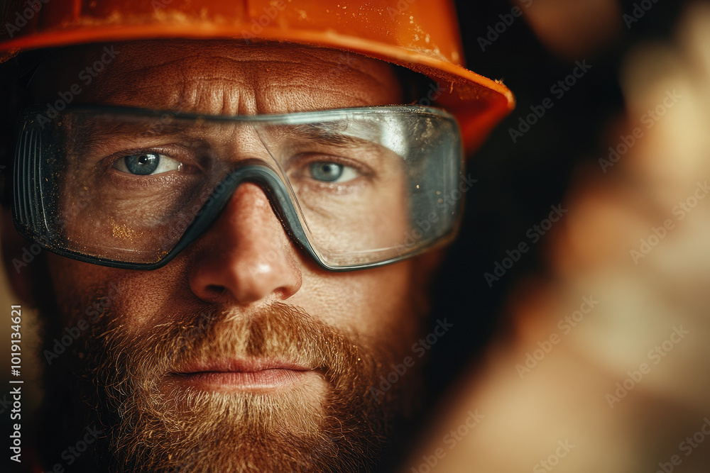 Close-up Portrait of Construction Worker with Safety Gear Close-up Portrait of Construction Worker with Safety Gear