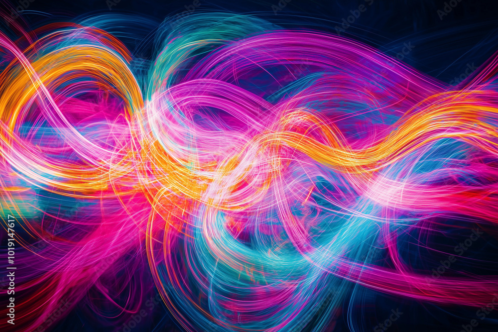 Abstract Swirling Lines of Light: A Psychedelic Art Experience
