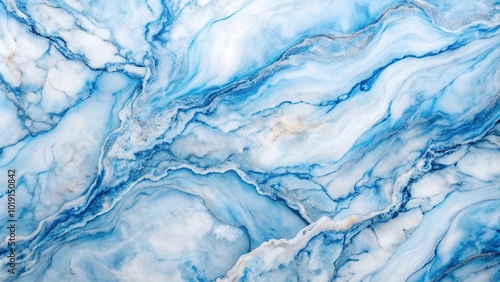 Marble background with blue and white swirling veins and waves