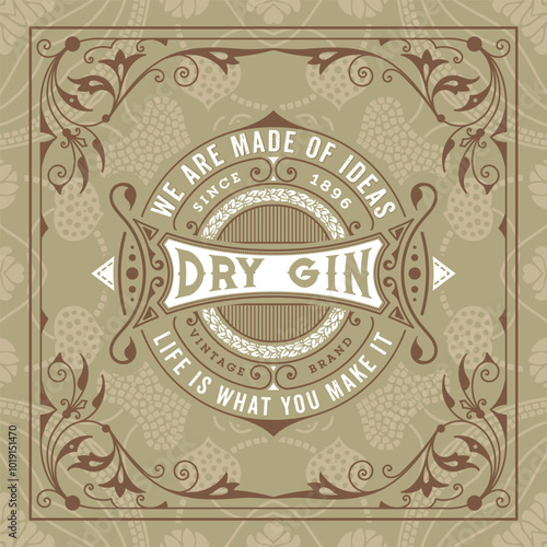 Whiskey label with old frames