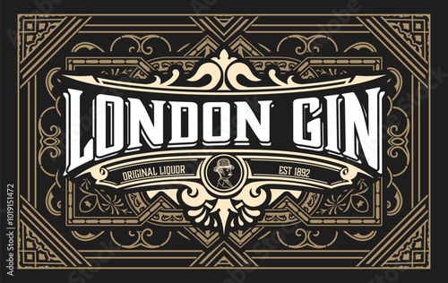 Whiskey label with old frames