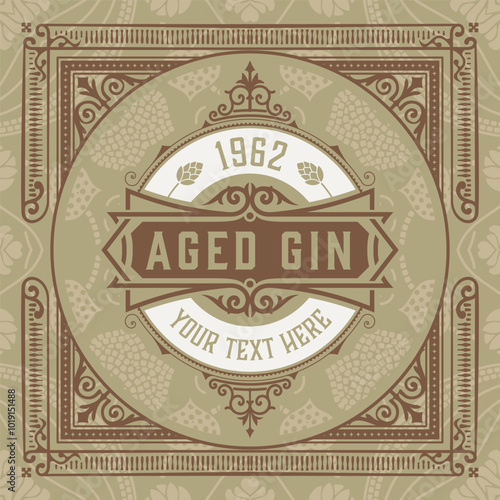 Whiskey label with old frames