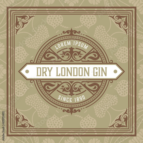 Whiskey label with old frames