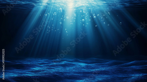 Sunlight Penetrating Deep Blue Ocean Depths