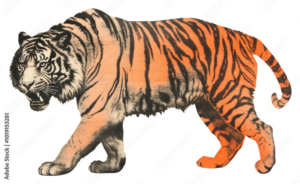 Obraz premium PNG A running tiger wildlife animal mammal.