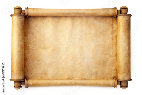 Ancient paper scroll isolated on a white background