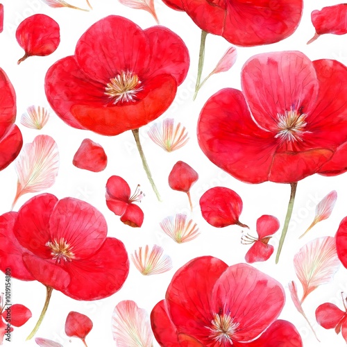 Wallpaper Mural Poppy flower seamless pattern featuring vibrant red blooms, perfect for spring and summer designs in a beautiful floral wallpaper Torontodigital.ca