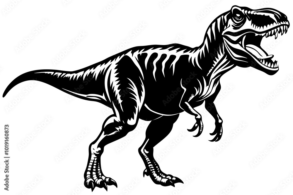 Fototapeta premium Angry Dinosaur dinosaur chasing vector art illustration