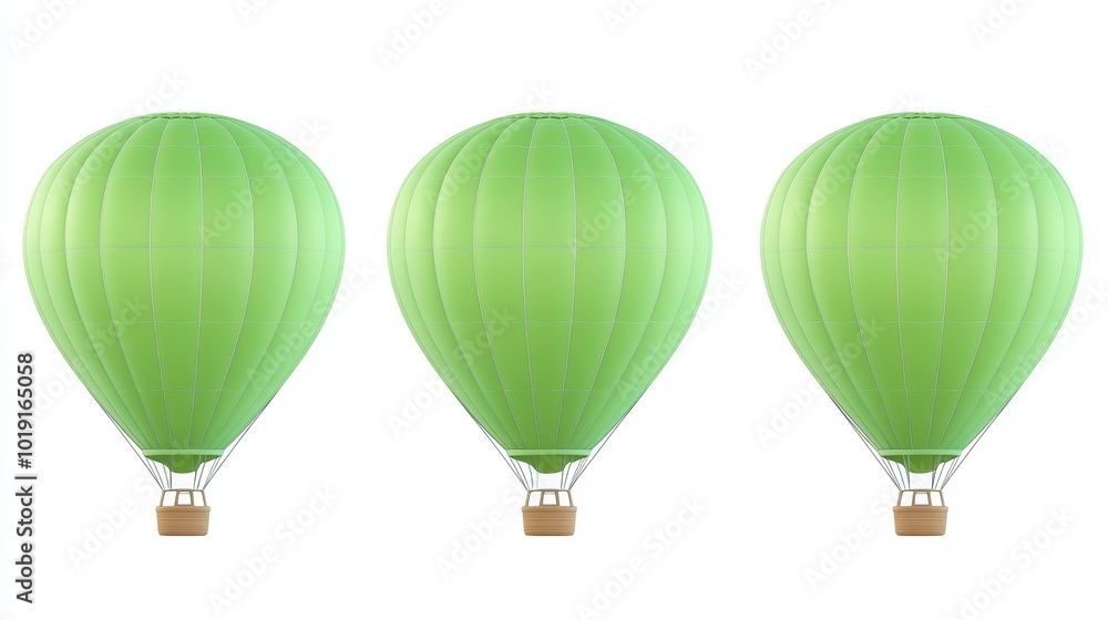 Isolated green Hot-air balloon set on white Isolated green Hot-air balloon set on white