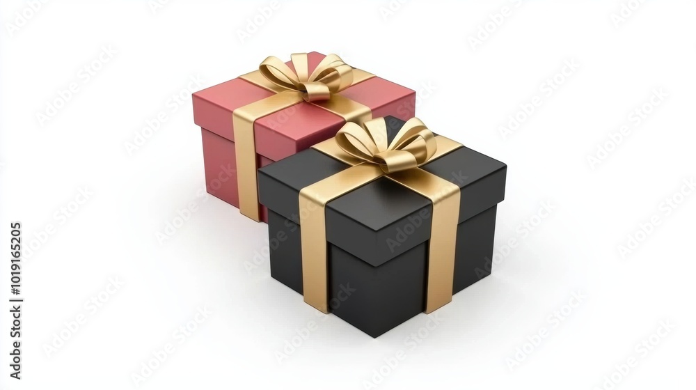 Elegant Gift Boxes with Bows in Red and Black Elegant Gift Boxes with Bows in Red and Black