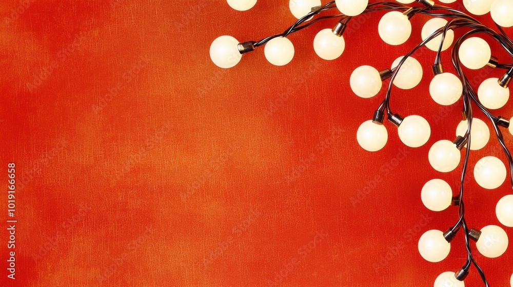 String Lights on Vibrant Orange Background String Lights on Vibrant Orange Background