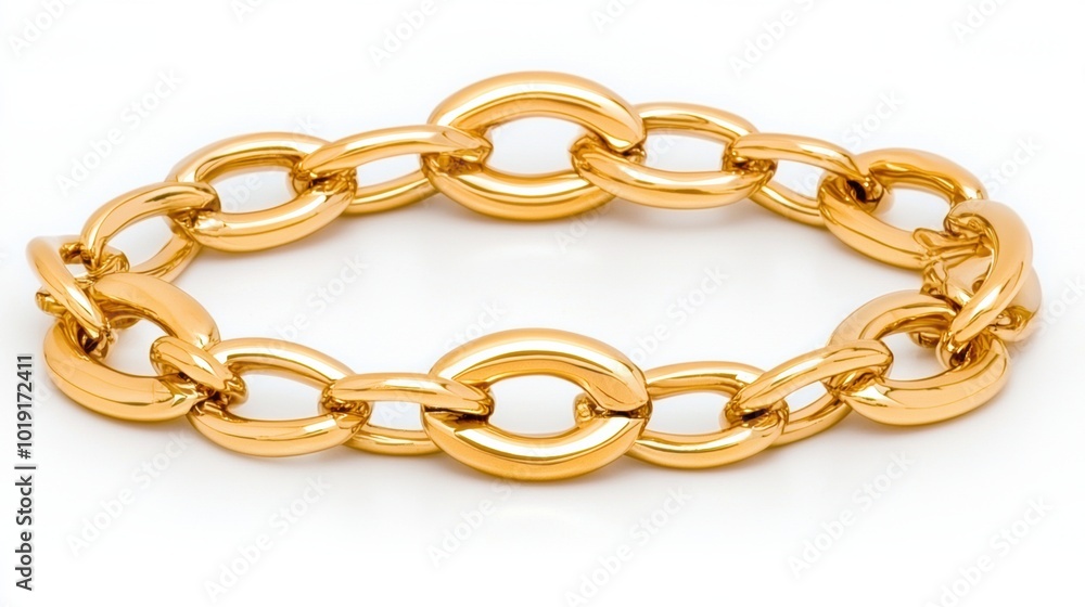 Fototapeta premium Elegant Gold Chain Bracelet on a Clean Background