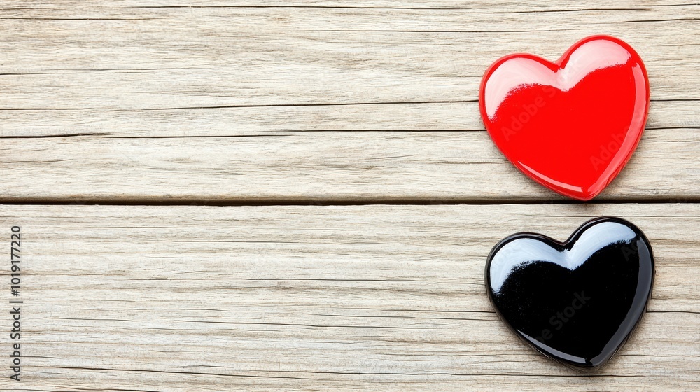 Heart Shapes on Wooden Background for Love Theme Heart Shapes on Wooden Background for Love Theme