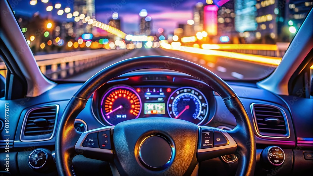 Modern Digital Car Dashboard Display with Speedometer, Navigation, and Vehicle Information Features Modern Digital Car Dashboard Display with Speedometer, Navigation, and Vehicle Information Features