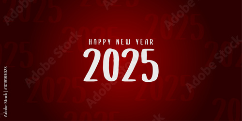 2025 new year abstract banner design in dramatic dark red color
