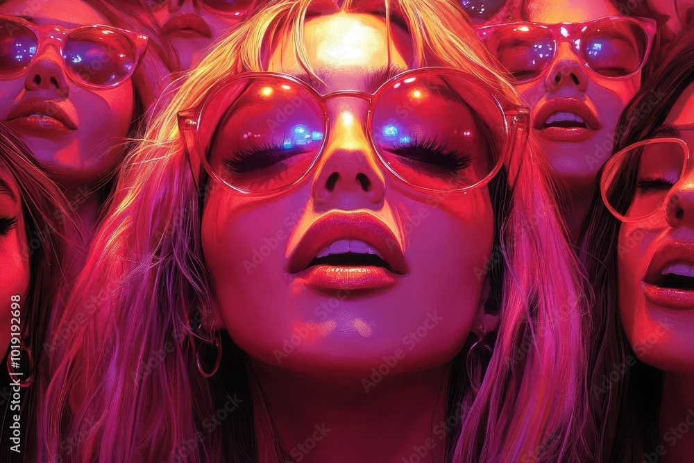 pop artinspired image of an influencer capturing a vibrant group selfie at a lively party filled with exaggerated expressions and bright colors exuding fun and energy pop artinspired image of an influencer capturing a vibrant group selfie at a lively party filled with exaggerated expressions and bright colors exuding fun and energy