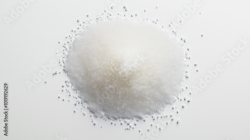 allulose sugar, d-allulose, d-psicose, rare sugar concept image: top down view, a pile of sugar placed directly on a white, sterile background photo