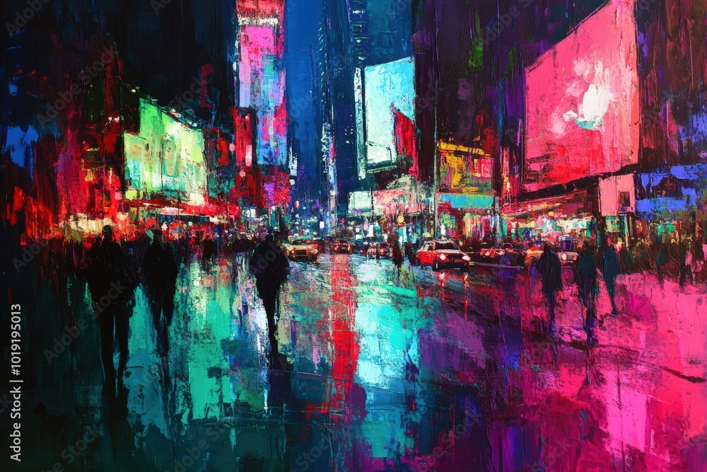 Abstract city street scene with bold colors. Abstract city street scene with bold colors.