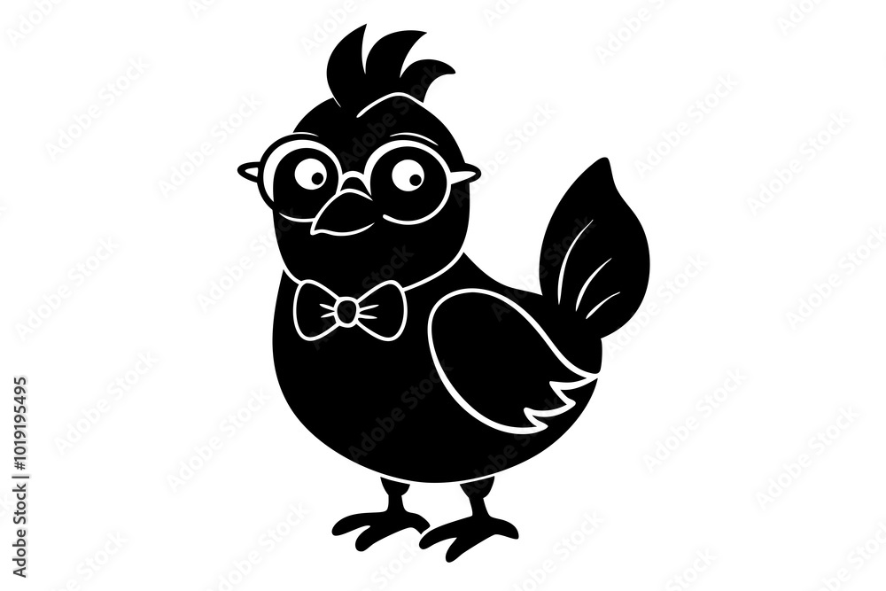 Obraz premium cute little chicken wear glasses vector art illustration 