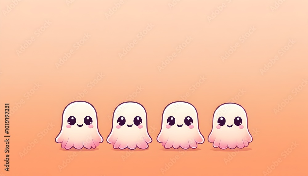 Obraz premium ghostly figures showing different emotions against a bright orange backdrop