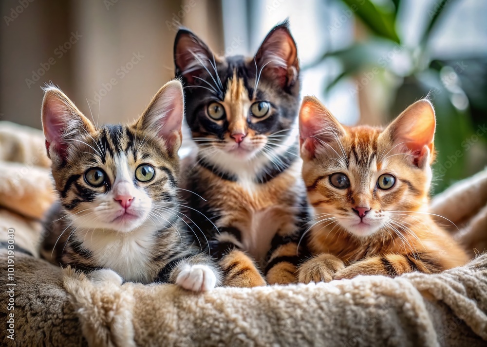 Playful Cats with Black Paws Resting Together on a Soft Blanket in a Cozy Home Environment Playful Cats with Black Paws Resting Together on a Soft Blanket in a Cozy Home Environment