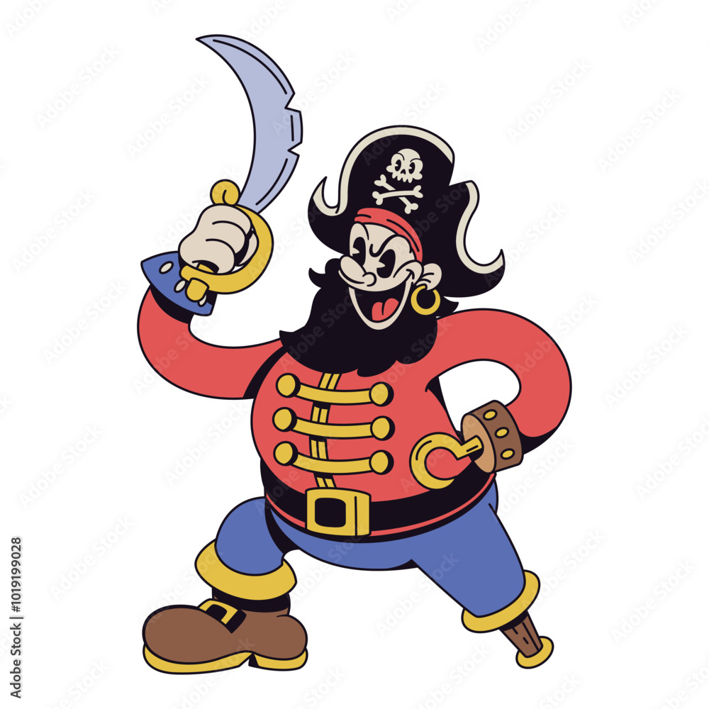 Vector Retro Cartoon Pirate Character Illustration Isolated Vector Retro Cartoon Pirate Character Illustration Isolated