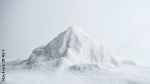 allulose, d-allulose, d-psicose, rare sugar concept image: front view, a mound of powdered sugar placed in the center of a white, sterile background photo