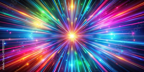 Abstract background with neon colors and radial distortion effect