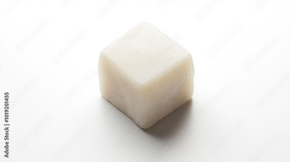 lard concept image: a small chunk of lard, top down view, a small cube of lard placed in the center of a white background lard concept image: a small chunk of lard, top down view, a small cube of lard placed in the center of a white background