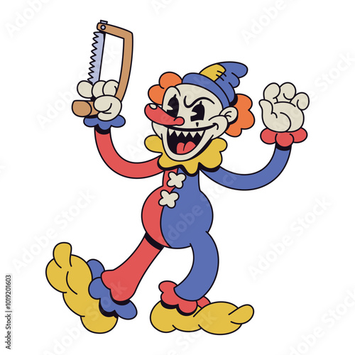 Vector Retro Cartoon Clown Character Illustration Isolated