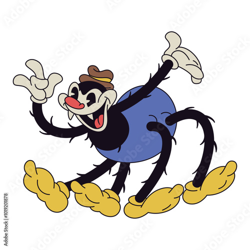 Vector Retro Cartoon Spider Character Illustration Isolated