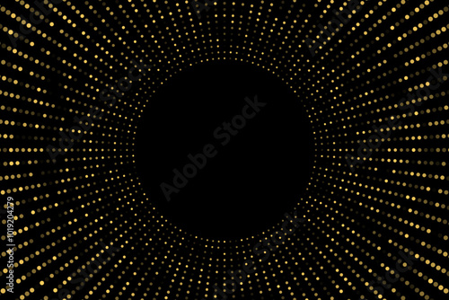 Golden sparkling dots circle abstract background
