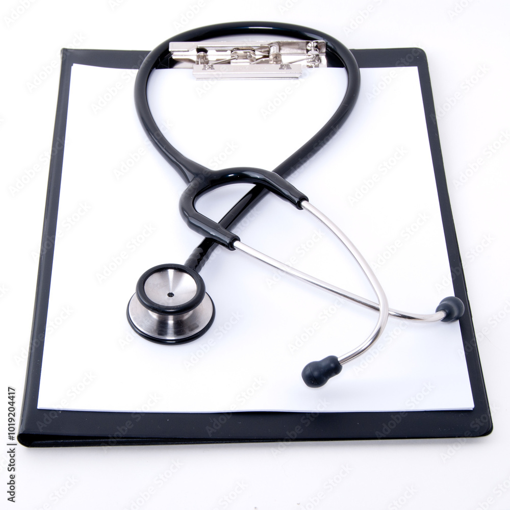 blank clipboard with modern stethoscope blank clipboard with modern stethoscope