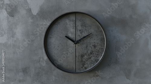 Wallpaper Mural time concept image: top down view, an inorganic wall clock placed in the center of a concrete-gray background Torontodigital.ca