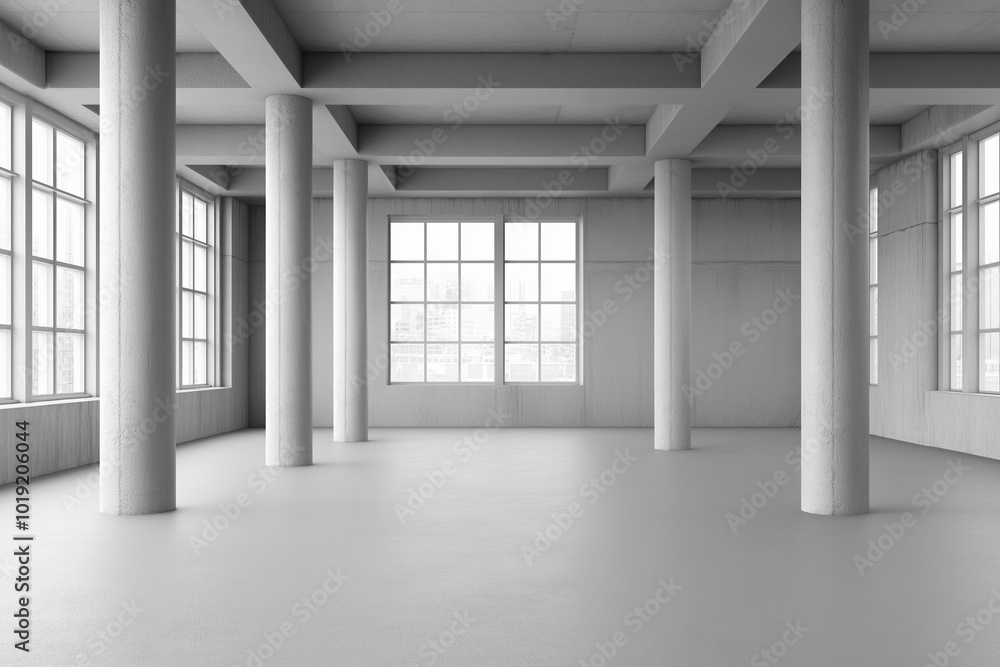 Spacious industrial space with big windows Spacious industrial space with big windows