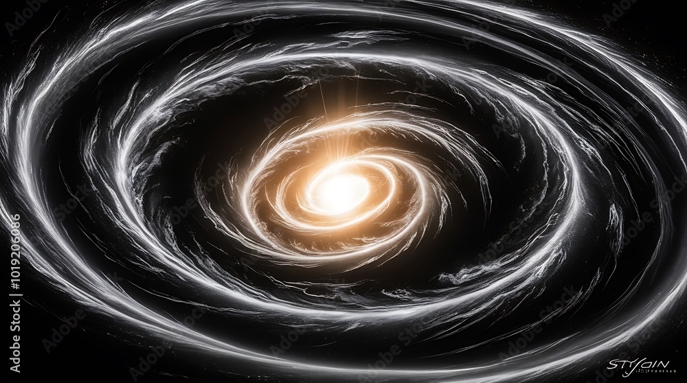 Abstract swirling vortex of darkness and light with a glow effect in middle of it Abstract swirling vortex of darkness and light with a glow effect in middle of it