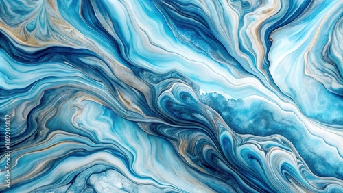 Asymmetrical abstract water background with blue and white swirling veins