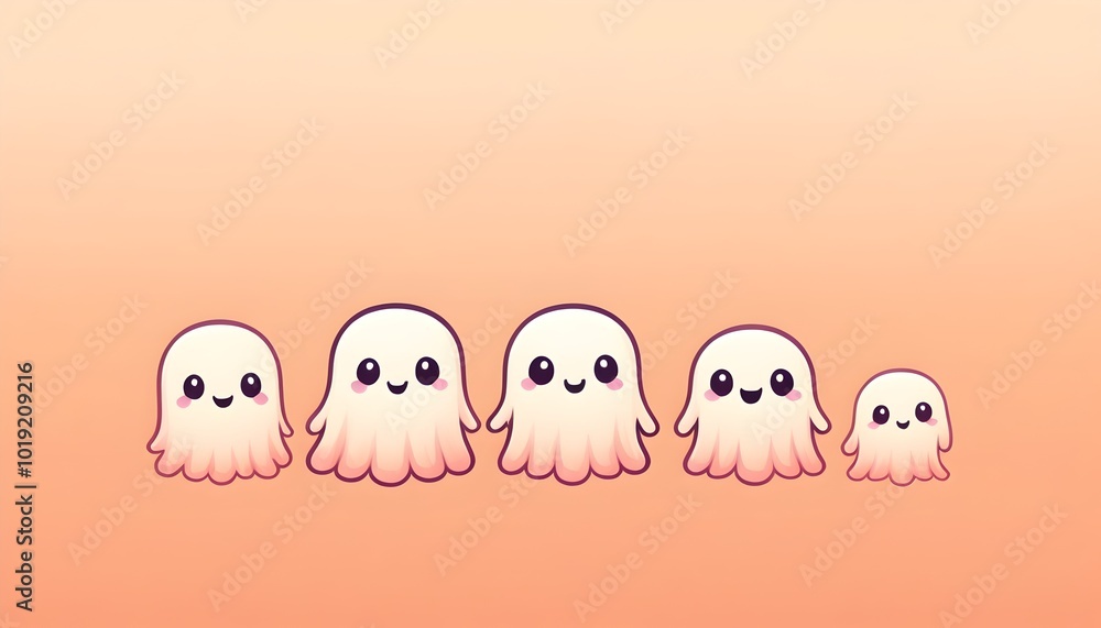 cute ghost characters dancing joyfully on a vibrant background cute ghost characters dancing joyfully on a vibrant background