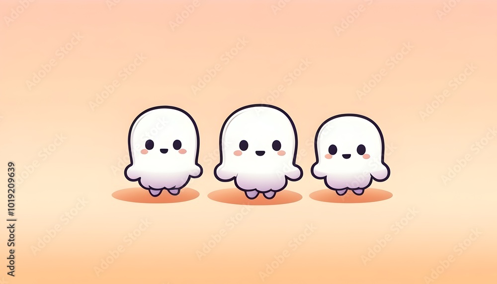 enchanting group of cheerful ghosts on a lively text background enchanting group of cheerful ghosts on a lively text background