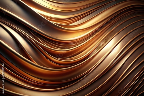 Abstract background with smooth bronze monochrome shapes on tilted angle