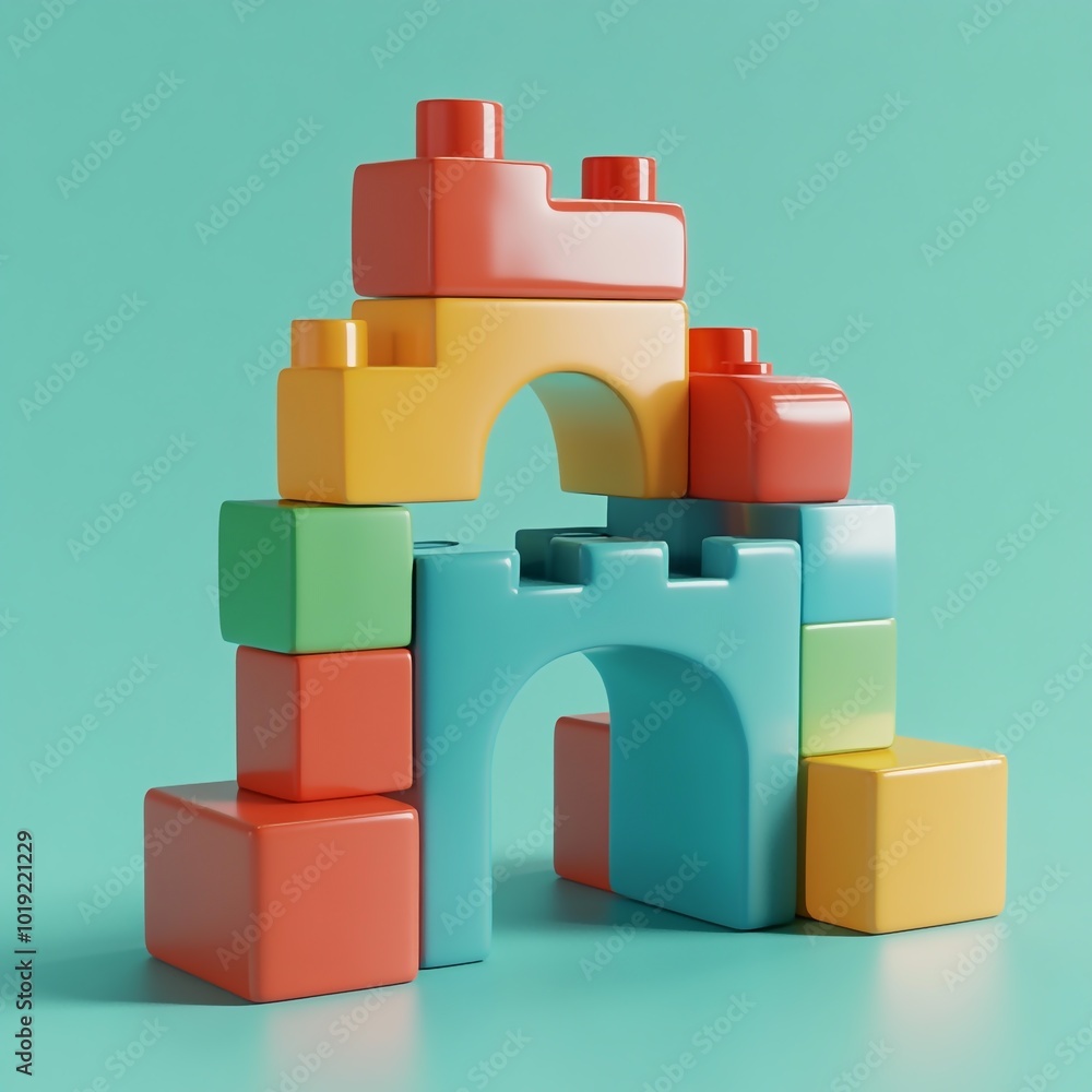3D Building Blocks Icon: Creative Toy for Learning Illustration Logo 3D Building Blocks Icon: Creative Toy for Learning Illustration Logo