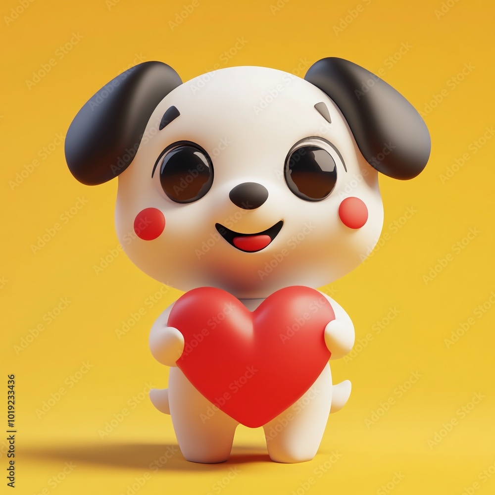 3D Dog with Heart Icon: Symbol of Love and Affection Illustration Logo 3D Dog with Heart Icon: Symbol of Love and Affection Illustration Logo