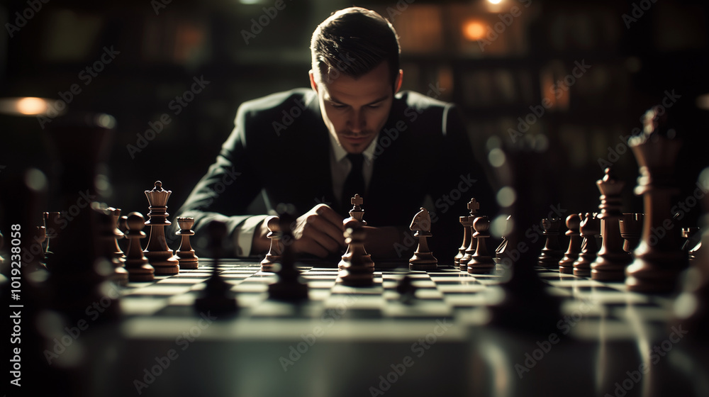 person WIH SUIT playing chess person in suit, playing chess