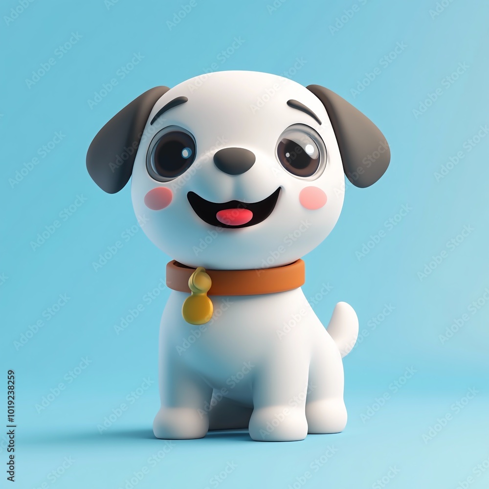 Fototapeta premium 3D Playful Dog Icon: Energetic Pet Enjoying Fun